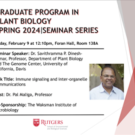 Graduate Program in plant biology flyer consisting of an image of a person